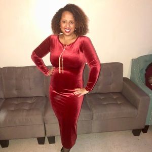 Tracee Ellis Ross velvet red midi dress